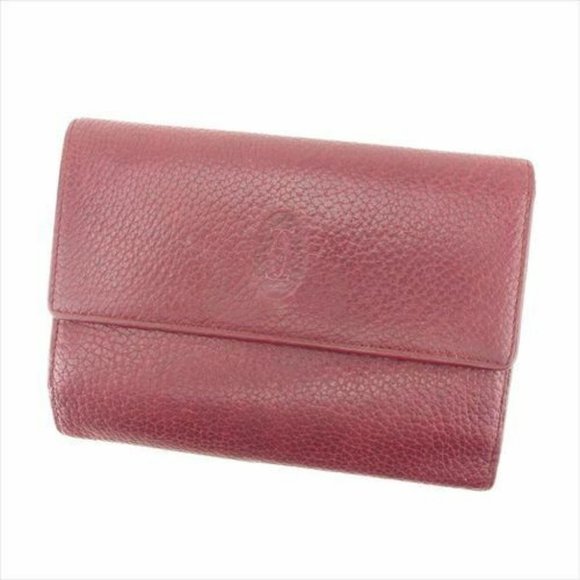 Cartier Wallet Purse Trifold Mastline Red Woman Authentic Used - Picture 1 of 8